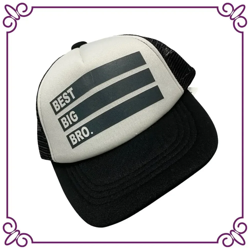 One Baby Trucker Hat Best Big Bro Black & White NEW